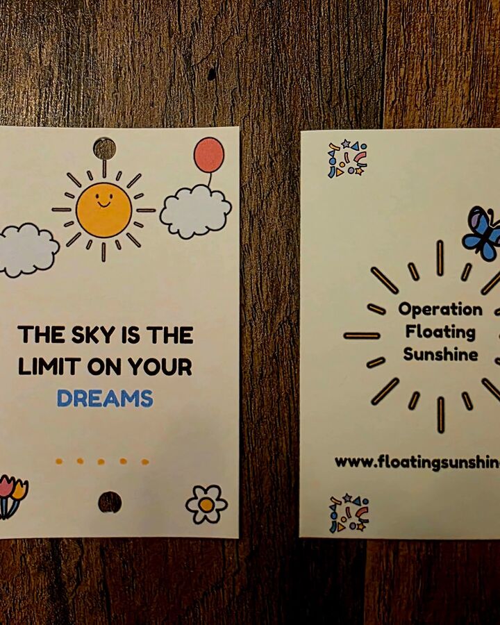 Handmade balloon tag cards reading The sky is the limit on your dreams